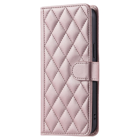 PU Leather Case for Oppo A5 Pro 5G (Global) / A5 Pro 4G (Global) / A5 Energy 5G (China) Wallet Rhombus Grid Phone Cover with Shoulder Strap / Wrist Strap