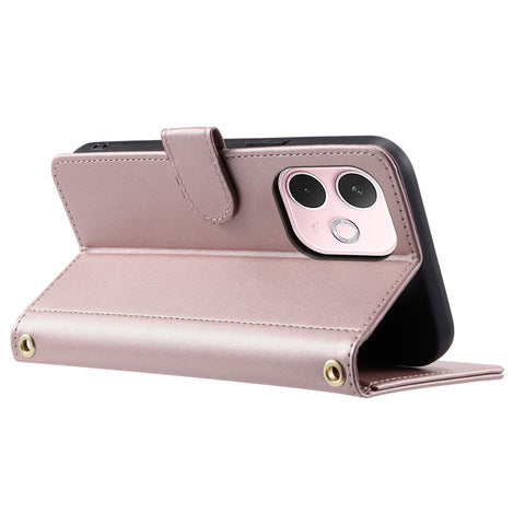 PU Leather Case for Oppo A5 Pro 5G (Global) / A5 Pro 4G (Global) / A5 Energy 5G (China) Wallet Rhombus Grid Phone Cover with Shoulder Strap / Wrist Strap