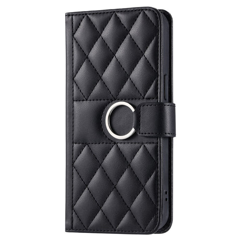 Crossbody Leather Case for Oppo A5 Pro 5G (Global) / A5 Pro 4G (Global) / A5 Energy 5G (China) Ring Buckle Wallet Stand Rhombus Mobile Cover