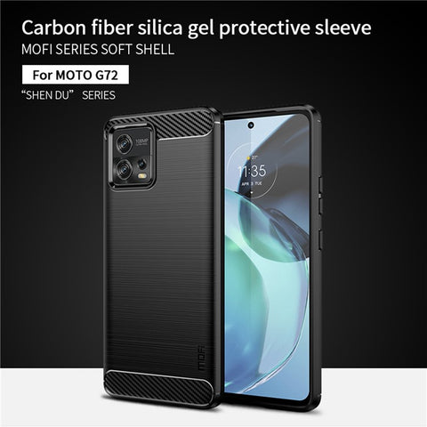 MOFI JK TPU Series-1 for Motorola Moto G72 4G Brushed Phone Cover Carbon Fiber Texture Drop-proof TPU Protective Cell Phone Case