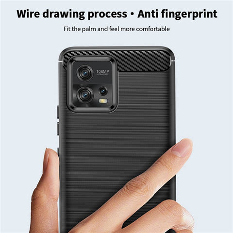 MOFI JK TPU Series-1 for Motorola Moto G72 4G Brushed Phone Cover Carbon Fiber Texture Drop-proof TPU Protective Cell Phone Case