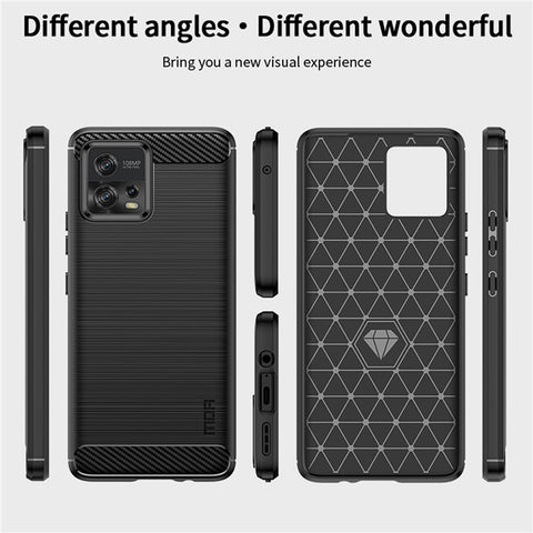 MOFI JK TPU Series-1 for Motorola Moto G72 4G Brushed Phone Cover Carbon Fiber Texture Drop-proof TPU Protective Cell Phone Case