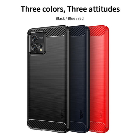 MOFI JK TPU Series-1 for Motorola Moto G72 4G Brushed Phone Cover Carbon Fiber Texture Drop-proof TPU Protective Cell Phone Case