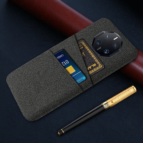 For Huawei Mate 50 RS Porsche Design 4G Drop Proof Cloth Texture Phone Case Dual Card Slots PC Protective Back Cover