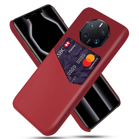For Huawei Mate 50 RS Porsche Design 4G Anti-fall Cellphone Case Cloth Texture Phone Case Card Holder PU Leather Coated PC Cover
