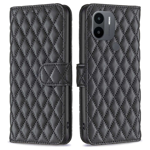 BINFEN COLOR BF Style-14 For Xiaomi Redmi A1 4G / A2 4G / A1+ 4G / A2+ 4G / Poco C50 4G PU Leather Phone Case Imprinted Rhombus Pattern Protective Case Magnetic Closure Flip Stand Wallet Cover