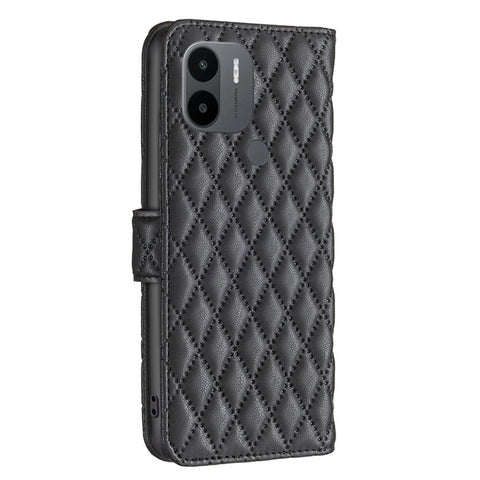 BINFEN COLOR BF Style-14 For Xiaomi Redmi A1 4G / A2 4G / A1+ 4G / A2+ 4G / Poco C50 4G PU Leather Phone Case Imprinted Rhombus Pattern Protective Case Magnetic Closure Flip Stand Wallet Cover