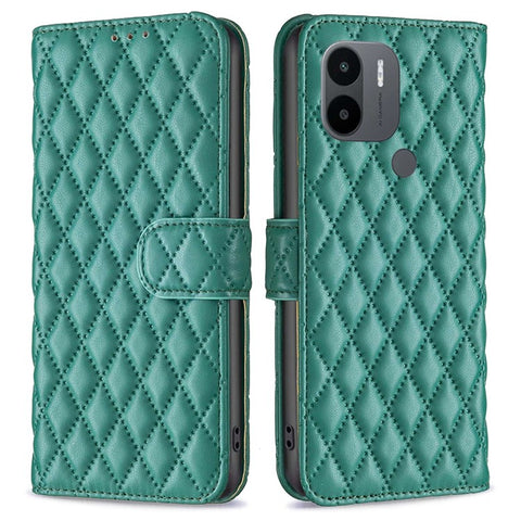 BINFEN COLOR BF Style-14 For Xiaomi Redmi A1 4G / A2 4G / A1+ 4G / A2+ 4G / Poco C50 4G PU Leather Phone Case Imprinted Rhombus Pattern Protective Case Magnetic Closure Flip Stand Wallet Cover