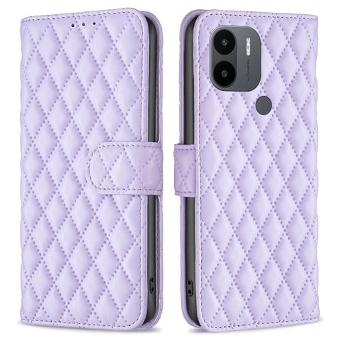 BINFEN COLOR BF Style-14 For Xiaomi Redmi A1 4G / A2 4G / A1+ 4G / A2+ 4G / Poco C50 4G PU Leather Phone Case Imprinted Rhombus Pattern Protective Case Magnetic Closure Flip Stand Wallet Cover