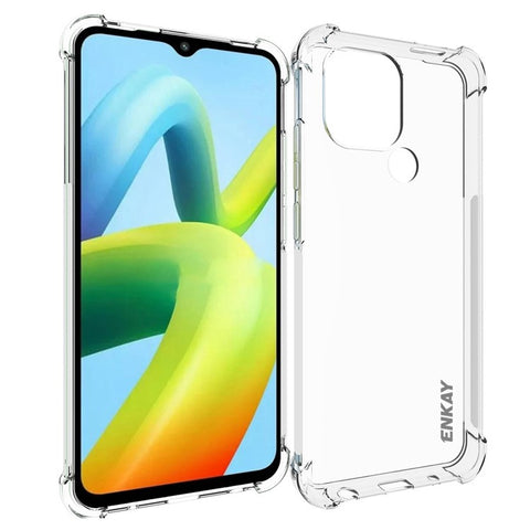 ENKAY HAT PRINCE For Xiaomi Redmi A1+ 4G / A2+ 4G / Poco C50 4G Thickened Corners Shockproof Cover Clear TPU Phone Case with Anti-slip Strip Edge