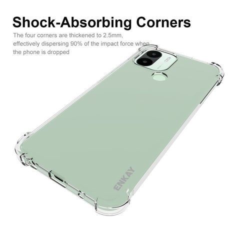 ENKAY HAT PRINCE For Xiaomi Redmi A1+ 4G / A2+ 4G / Poco C50 4G Thickened Corners Shockproof Cover Clear TPU Phone Case with Anti-slip Strip Edge