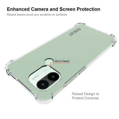 ENKAY HAT PRINCE For Xiaomi Redmi A1+ 4G / A2+ 4G / Poco C50 4G Thickened Corners Shockproof Cover Clear TPU Phone Case with Anti-slip Strip Edge