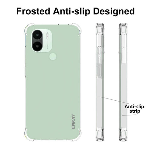 ENKAY HAT PRINCE For Xiaomi Redmi A1+ 4G / A2+ 4G / Poco C50 4G Thickened Corners Shockproof Cover Clear TPU Phone Case with Anti-slip Strip Edge