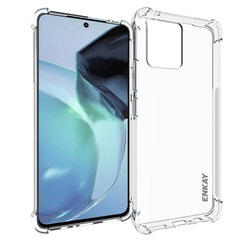 ENKAY HAT PRINCE For Motorola Moto G72 4G Enhanced Corners TPU Anti-slip Strip Edge Phone Case Transparent Cover