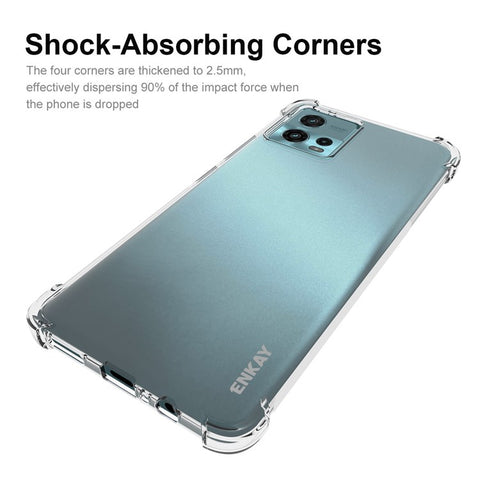 ENKAY HAT PRINCE For Motorola Moto G72 4G Enhanced Corners TPU Anti-slip Strip Edge Phone Case Transparent Cover