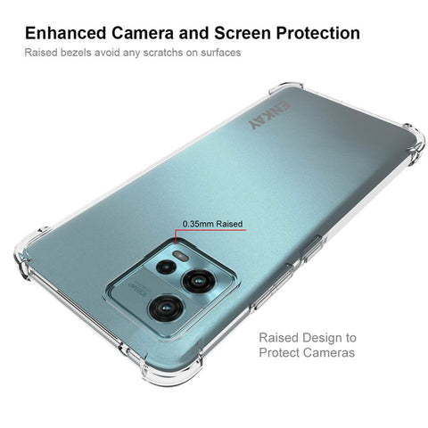 ENKAY HAT PRINCE For Motorola Moto G72 4G Enhanced Corners TPU Anti-slip Strip Edge Phone Case Transparent Cover