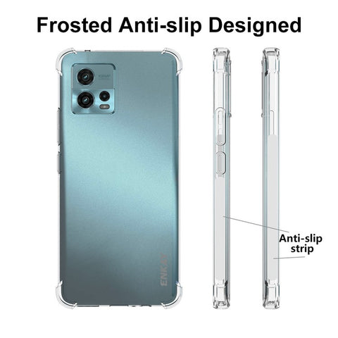ENKAY HAT PRINCE For Motorola Moto G72 4G Enhanced Corners TPU Anti-slip Strip Edge Phone Case Transparent Cover