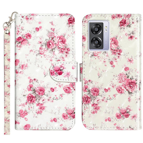 For Oppo A57 (2022) 5G / A57 4G  /  A77 5G /  A57s 4G PU Leather Wallet Phone Case 3D Pattern Printing Shockproof Case Folio Flip Cover with Stand / Strap