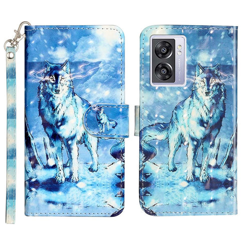 For Oppo A57 (2022) 5G / A57 4G  /  A77 5G /  A57s 4G PU Leather Wallet Phone Case 3D Pattern Printing Shockproof Case Folio Flip Cover with Stand / Strap