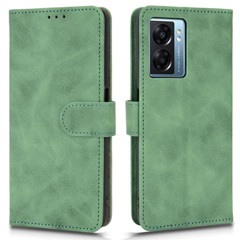 For Oppo A57e 4G / A57s 4G / A57 4G / A77 4G / OnePlus Nord N20 SE 4G Skin-touch Phone Case PU Leather Wallet Stand Shockproof Cover