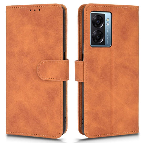 For Oppo A57e 4G / A57s 4G / A57 4G / A77 4G / OnePlus Nord N20 SE 4G Skin-touch Phone Case PU Leather Wallet Stand Shockproof Cover