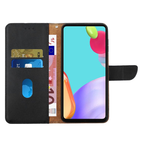 For Motorola Moto E22s 4G / E32 (India) 4G HT02 Genuine Leather Nappa Texture Wallet Case with Stand Function Flip Phone Cover Strong Magnetic Clasp Shell