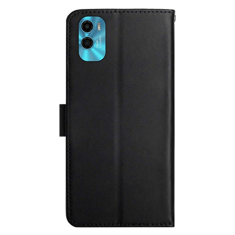 For Motorola Moto E22s 4G / E32 (India) 4G HT02 Genuine Leather Nappa Texture Wallet Case with Stand Function Flip Phone Cover Strong Magnetic Clasp Shell