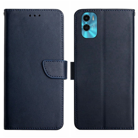 For Motorola Moto E22s 4G / E32 (India) 4G HT02 Genuine Leather Nappa Texture Wallet Case with Stand Function Flip Phone Cover Strong Magnetic Clasp Shell