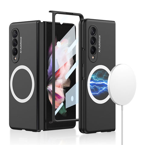 GKK Slim Magnetic Phone Case for Samsung Galaxy Z Fold3 5G Shockproof Anti-Fingerprint PC Cover (Included Tempered Glass Front Film)