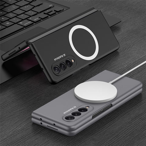 GKK Slim Magnetic Phone Case for Samsung Galaxy Z Fold3 5G Shockproof Anti-Fingerprint PC Cover (Included Tempered Glass Front Film)
