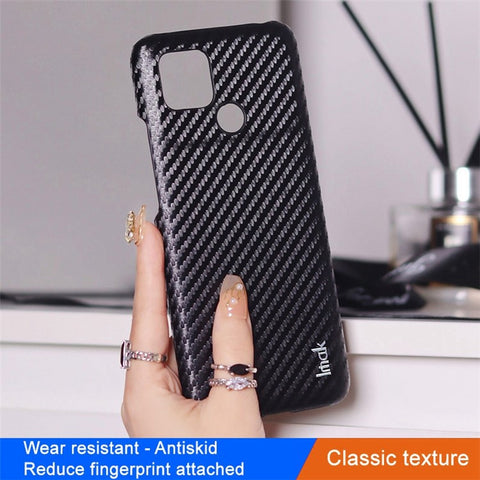 IMAK Ruiyi Series for Xiaomi Poco C40 4G Carbon Fiber Texture Phone Case Drop-proof PU Leather Coated PC Cover