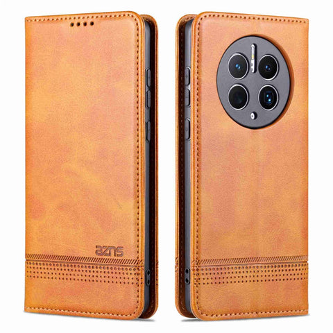 AZNS For Huawei Mate 50 Pro 4G Cowhide Texture Anti-scratch PU Leather Wallet Cover Magnetic Auto-absorbed Phone Stand Case