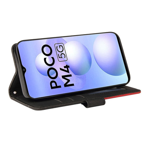 For Xiaomi Poco M4 5G / Poco M5 (India) 4G Leather Case Wallet Stand Color Splicing Phone Cover