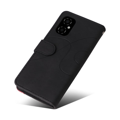 For Xiaomi Poco M4 5G / Poco M5 (India) 4G Leather Case Wallet Stand Color Splicing Phone Cover