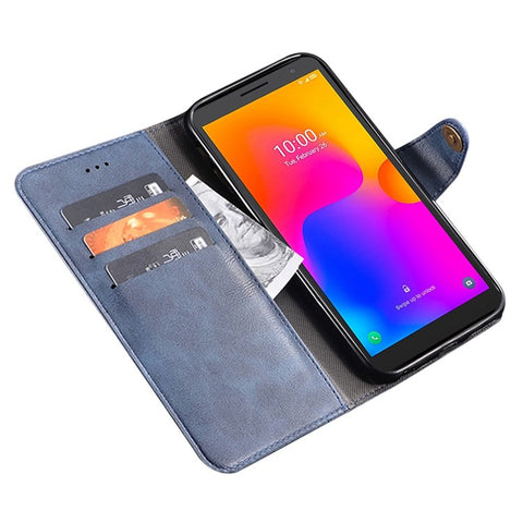 IDEWEI For Alcatel 1B (2022) Phone Flip Case Anti-scratch Fine Texture TPU+PU Leather Wallet Stand Cell Phone Cover