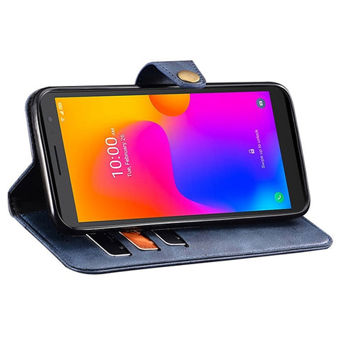 IDEWEI For Alcatel 1B (2022) Phone Flip Case Anti-scratch Fine Texture TPU+PU Leather Wallet Stand Cell Phone Cover