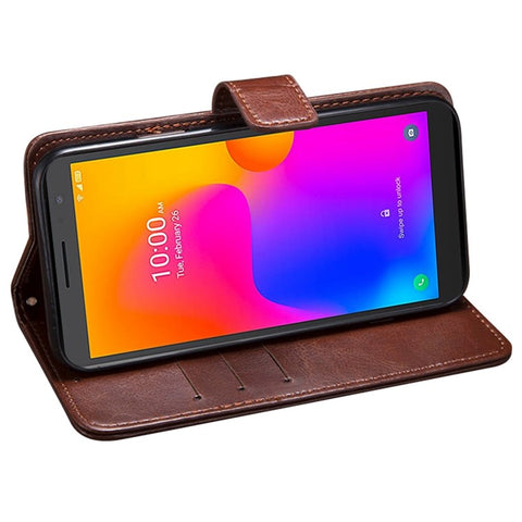 IDEWEI For Alcatel 1B (2022) Crazy Horse Texture PU Leather Phone Cover Folio Flip Full Protection Cover with Stand Wallet