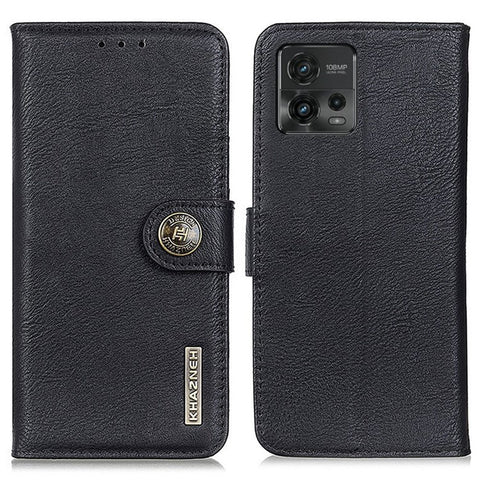 KHAZNEH for Motorola Moto G72 4G Cowhide Texture PU Leather Wallet Case Foldable Stand Phone Drop-proof Shell