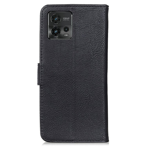 KHAZNEH for Motorola Moto G72 4G Cowhide Texture PU Leather Wallet Case Foldable Stand Phone Drop-proof Shell