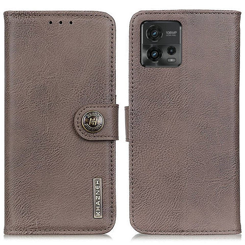 KHAZNEH for Motorola Moto G72 4G Cowhide Texture PU Leather Wallet Case Foldable Stand Phone Drop-proof Shell