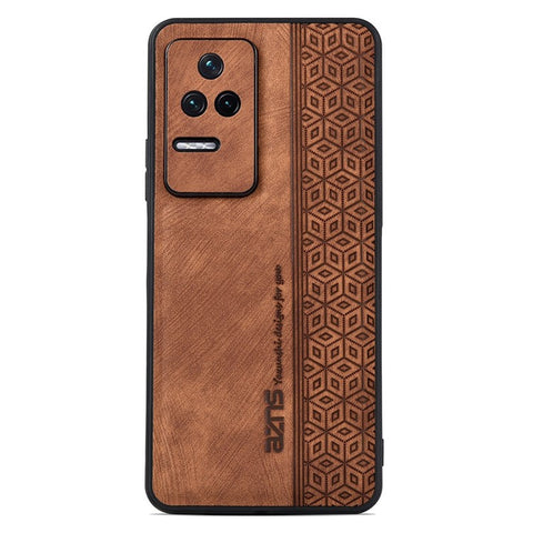 AZNS For Xiaomi Poco F4 5G / Redmi K40S 5G Imprinted Pattern PU Leather Coated TPU Cover Anti-slip Side Edge Drop-proof Phone Case