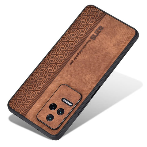 AZNS For Xiaomi Poco F4 5G / Redmi K40S 5G Imprinted Pattern PU Leather Coated TPU Cover Anti-slip Side Edge Drop-proof Phone Case