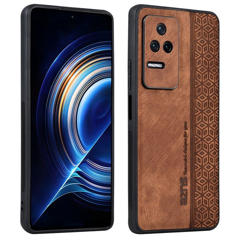 AZNS For Xiaomi Poco F4 5G / Redmi K40S 5G Imprinted Pattern PU Leather Coated TPU Cover Anti-slip Side Edge Drop-proof Phone Case