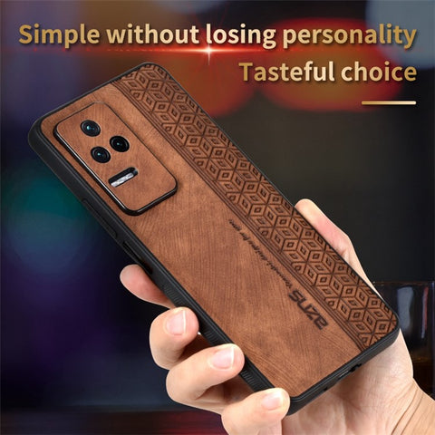 AZNS For Xiaomi Poco F4 5G / Redmi K40S 5G Imprinted Pattern PU Leather Coated TPU Cover Anti-slip Side Edge Drop-proof Phone Case