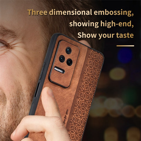 AZNS For Xiaomi Poco F4 5G / Redmi K40S 5G Imprinted Pattern PU Leather Coated TPU Cover Anti-slip Side Edge Drop-proof Phone Case