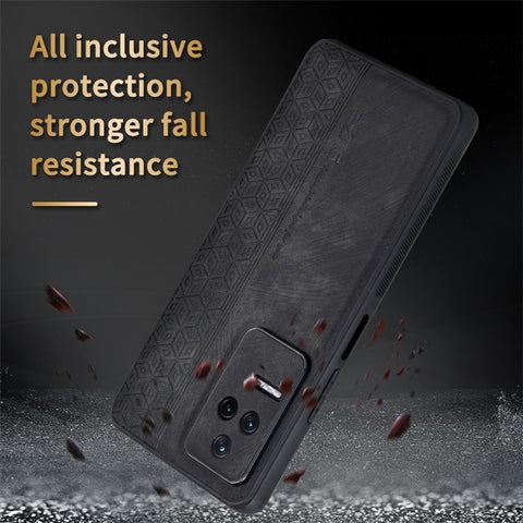 AZNS For Xiaomi Poco F4 5G / Redmi K40S 5G Imprinted Pattern PU Leather Coated TPU Cover Anti-slip Side Edge Drop-proof Phone Case