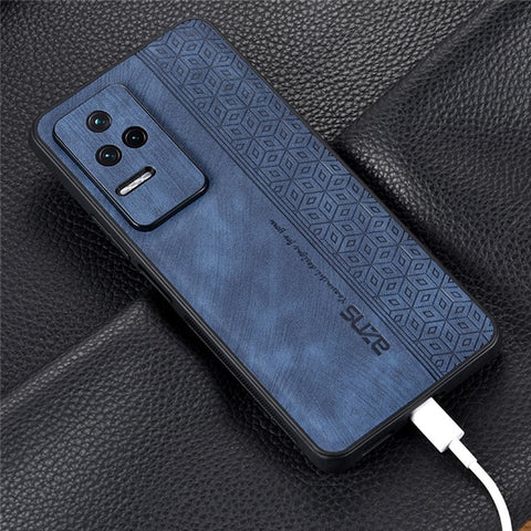 AZNS For Xiaomi Poco F4 5G / Redmi K40S 5G Imprinted Pattern PU Leather Coated TPU Cover Anti-slip Side Edge Drop-proof Phone Case