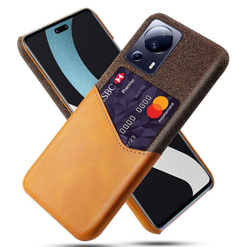 For Xiaomi Civi 2 5G / 12 Lite NE 5G Cloth Texture Phone Case PU Leather Coated PC Scratch-resistant Cell Phone Cover with Card Slot
