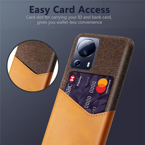 For Xiaomi Civi 2 5G / 12 Lite NE 5G Cloth Texture Phone Case PU Leather Coated PC Scratch-resistant Cell Phone Cover with Card Slot