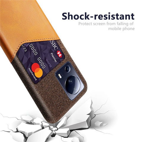 For Xiaomi Civi 2 5G / 12 Lite NE 5G Cloth Texture Phone Case PU Leather Coated PC Scratch-resistant Cell Phone Cover with Card Slot
